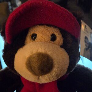 Hug Fun 2015 Brown Teddy Bear Plush Plaid Hat Cap Scarf Snowflake 17"